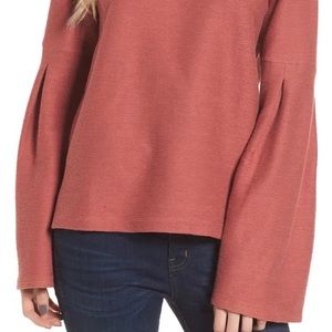 Flare Sleeve Ribbed Top In Antique Rose